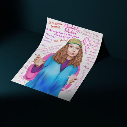 Ab Fab Eddie Quotes Poster, Absolutely Fabulous Art Print, Designer Wall Art, A4 High Quality Print