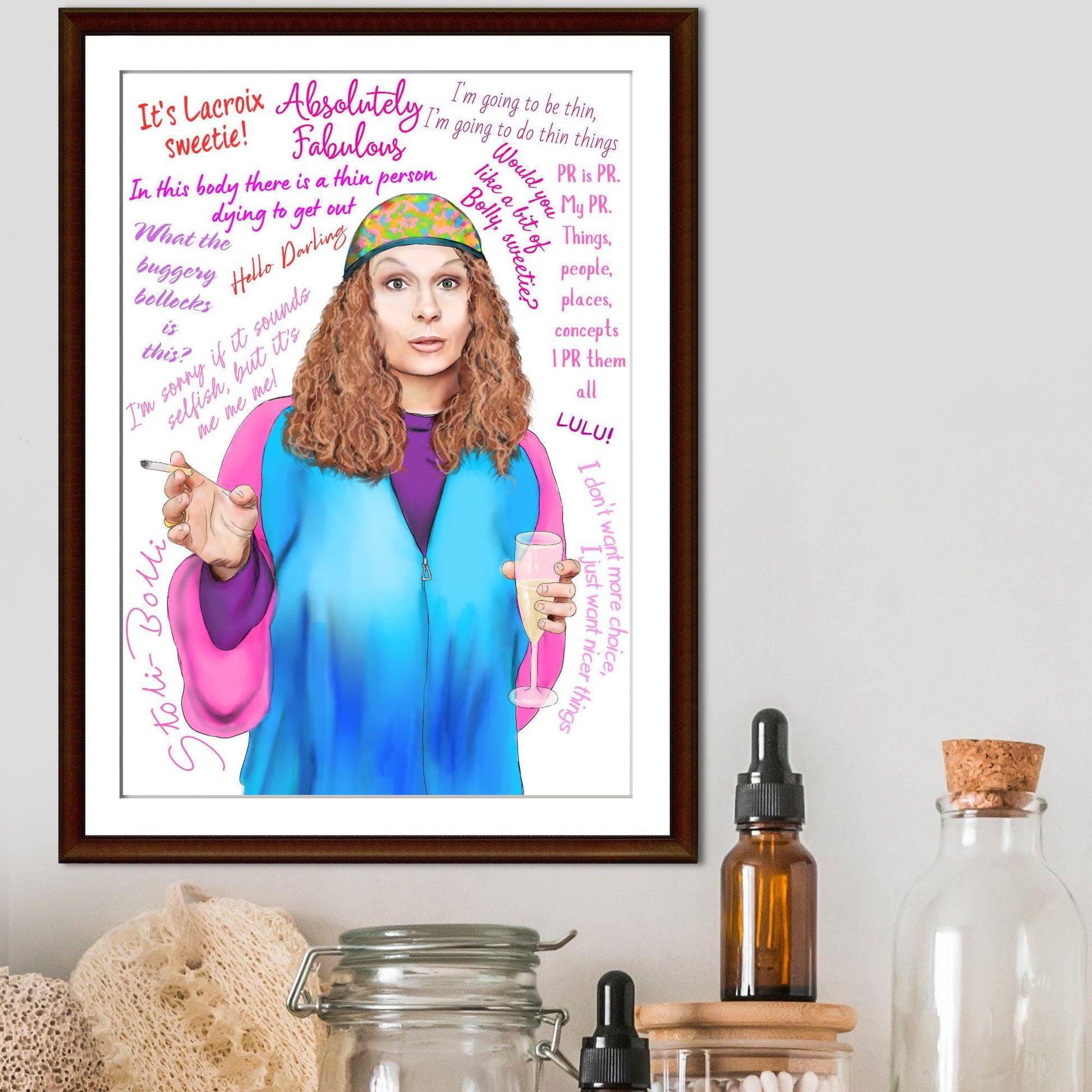 Ab Fab Eddie Quotes Poster, Absolutely Fabulous Art Print, Designer Wall Art, A4 High Quality Print