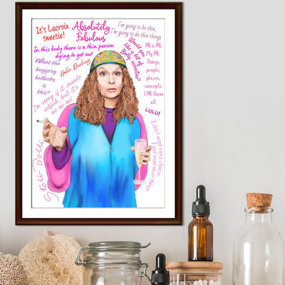 Ab Fab Eddie Quotes Poster, Absolutely Fabulous Art Print, Designer Wall Art, A4 High Quality Print