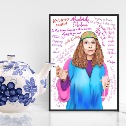 Ab Fab Eddie Quotes Poster, Absolutely Fabulous Art Print, Designer Wall Art, A4 High Quality Print
