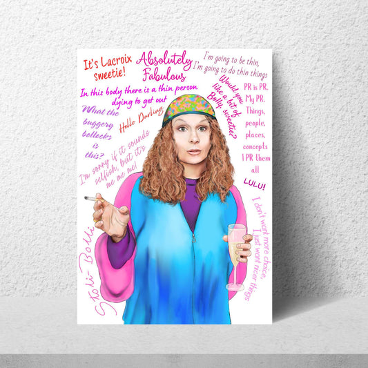 Ab Fab Eddie Quotes Poster, Absolutely Fabulous Art Print, Designer Wall Art, A4 High Quality Print