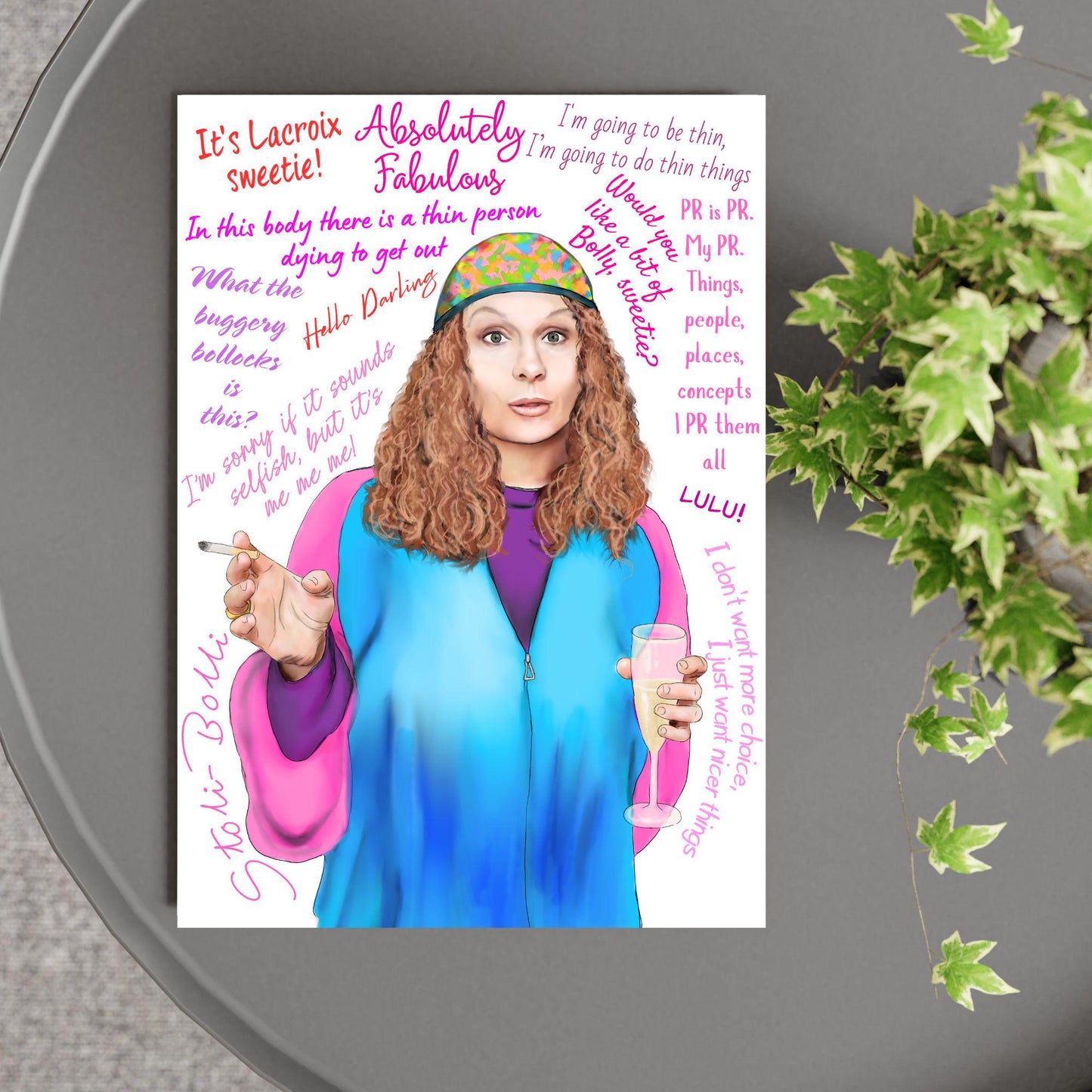 Ab Fab Eddie Quotes Poster, Absolutely Fabulous Art Print, Designer Wall Art, A4 High Quality Print