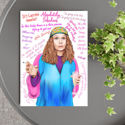 Ab Fab Eddie Quotes Poster, Absolutely Fabulous Art Print, Designer Wall Art, A4 High Quality Print