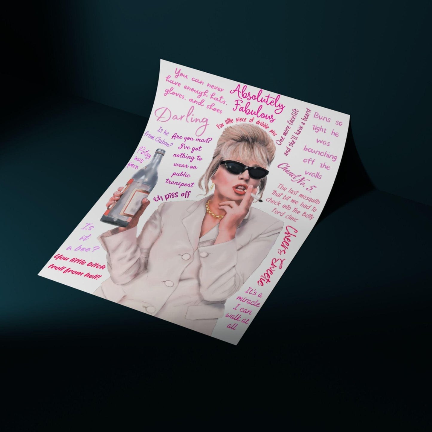 Ab Fab Patsy Quotes Poster, Absolutely Fabulous Art Print, Designer Wall Art, A4 High Quality Print