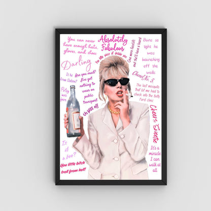 Ab Fab Patsy Quotes Poster, Absolutely Fabulous Art Print, Designer Wall Art, A4 High Quality Print