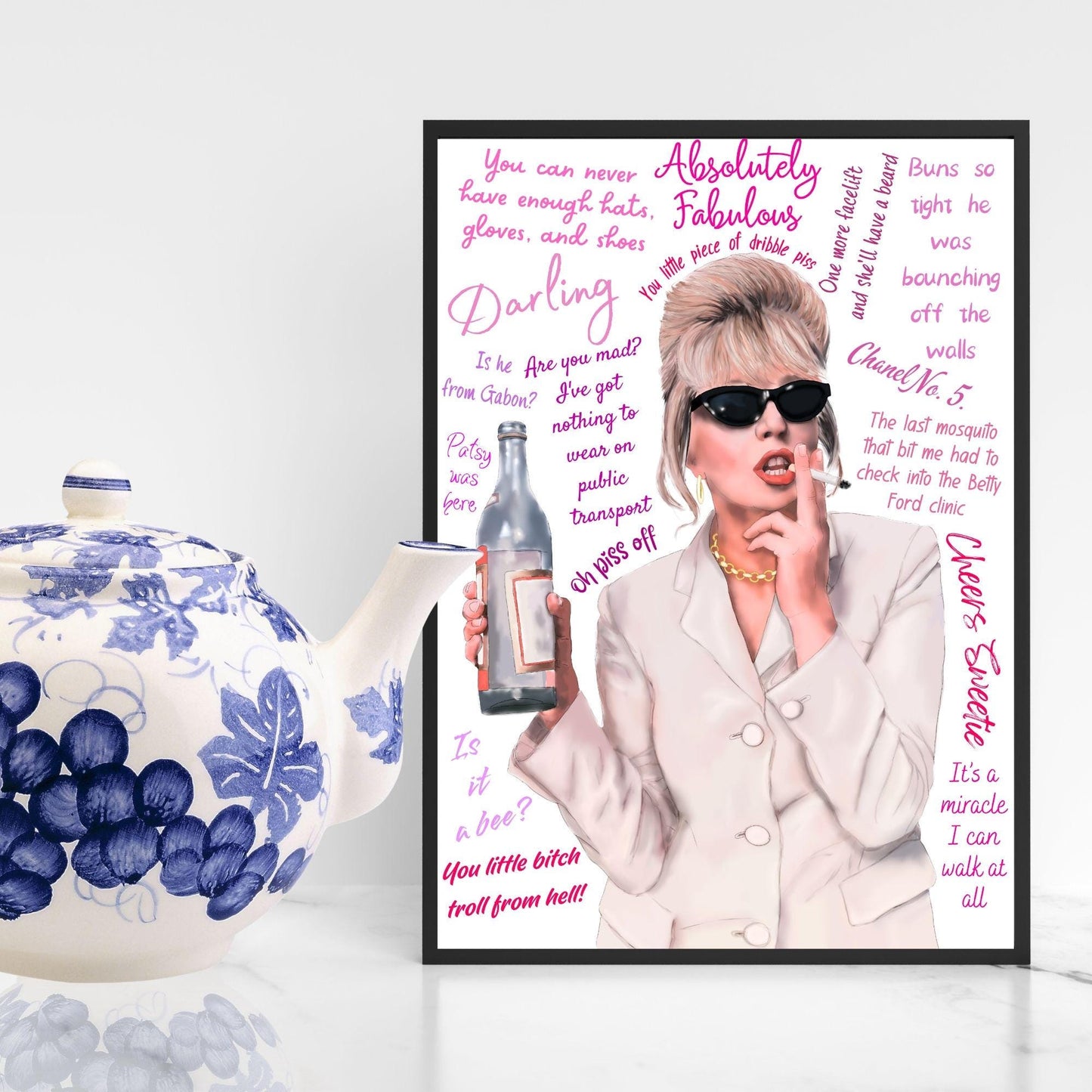 Ab Fab Patsy Quotes Poster, Absolutely Fabulous Art Print, Designer Wall Art, A4 High Quality Print