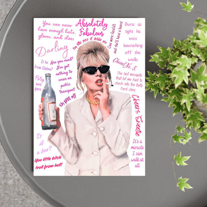 Ab Fab Patsy Quotes Poster, Absolutely Fabulous Art Print, Designer Wall Art, A4 High Quality Print