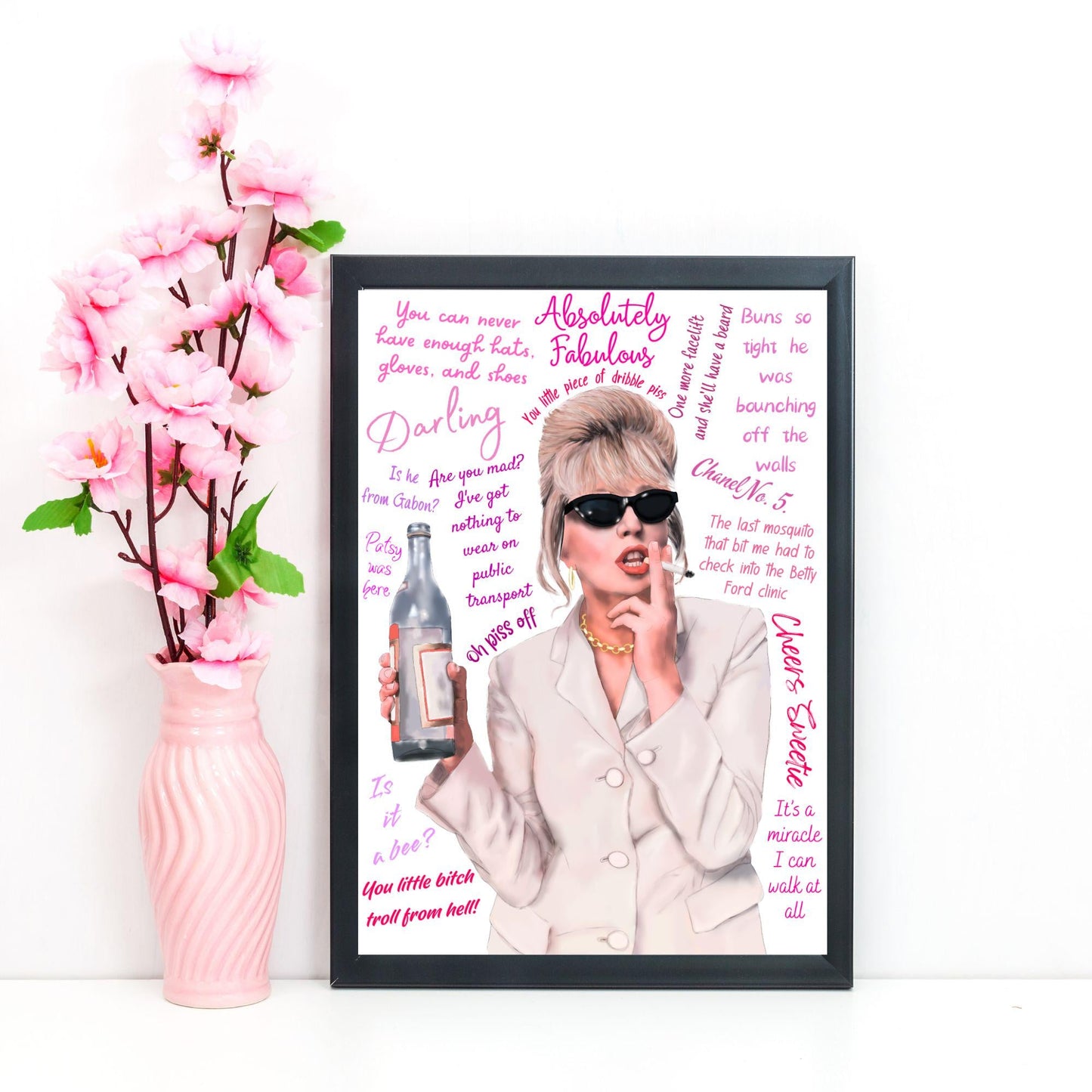 Ab Fab Patsy Quotes Poster, Absolutely Fabulous Art Print, Designer Wall Art, A4 High Quality Print
