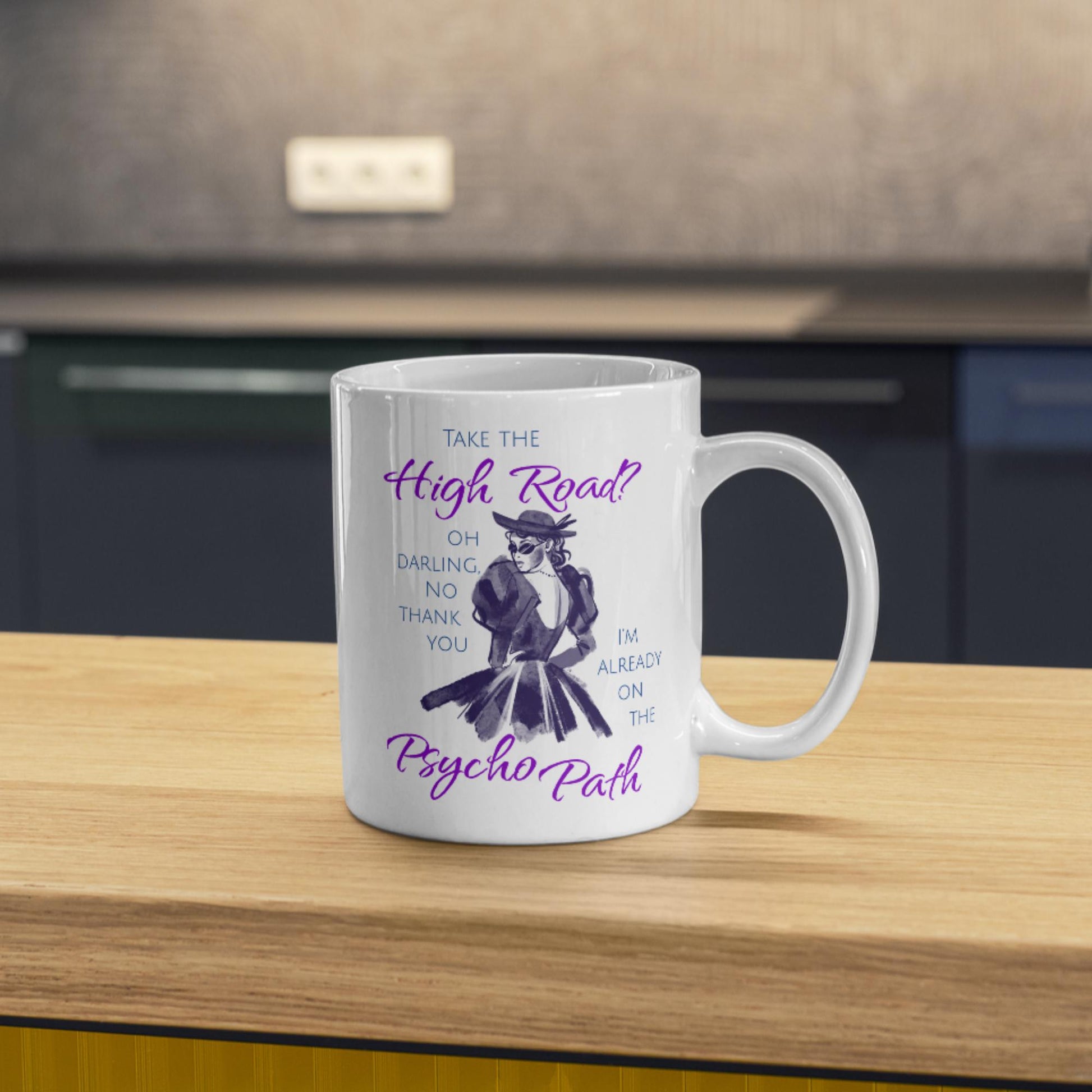 Psycho Mug, Funny Feminist Coffee Cup, Retro Design - Multi Colour Options