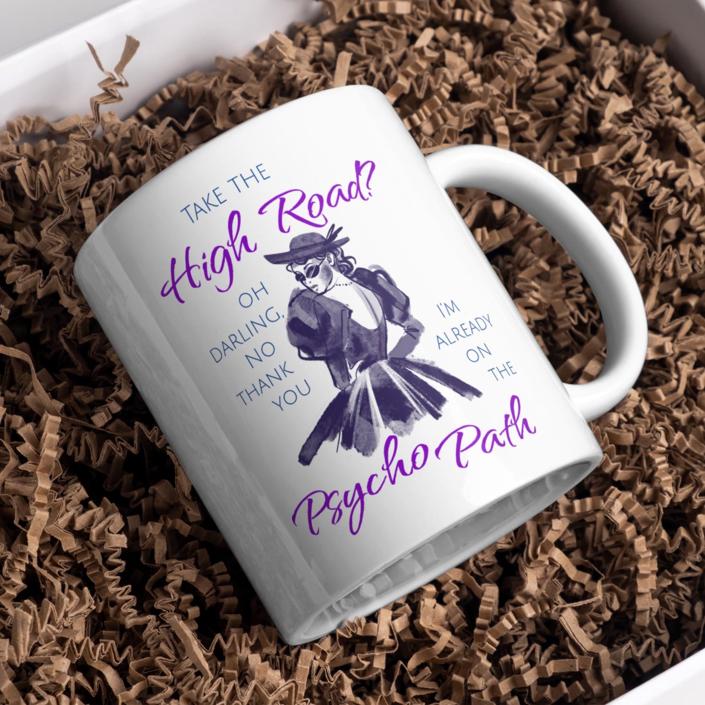 Psycho Mug, Funny Feminist Coffee Cup, Retro Design - Multi Colour Options