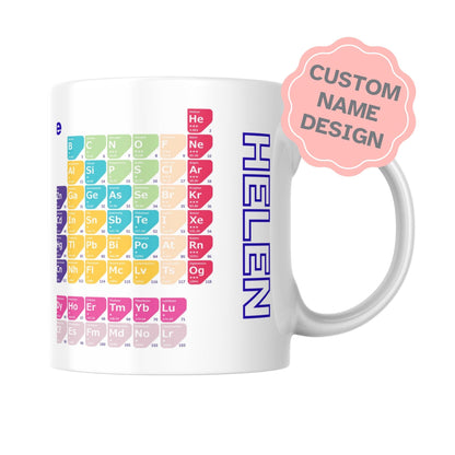 Personalised Periodic Table Mug, Chemistry Gift, Multi Colour Options, Science Mug