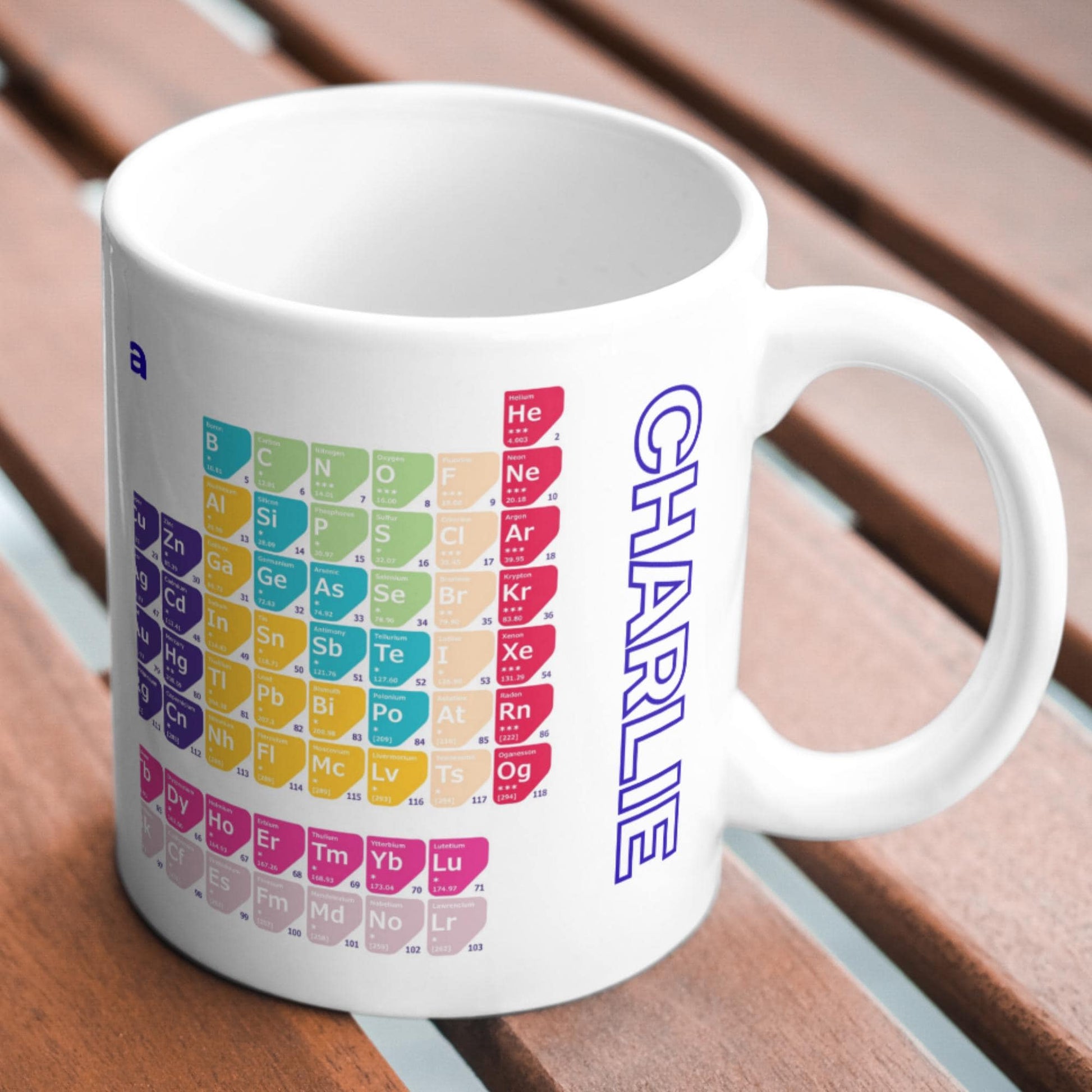 Personalised Periodic Table Mug, Chemistry Gift, Multi Colour Options, Science Mug
