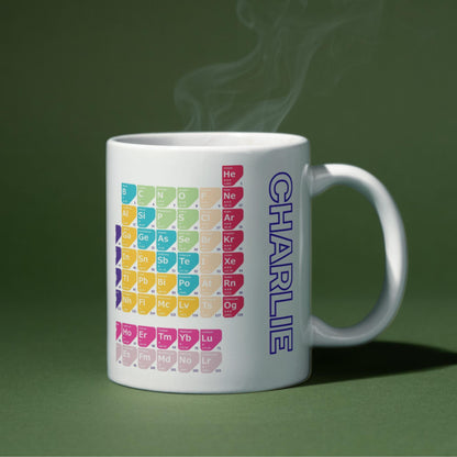 Personalised Periodic Table Mug, Chemistry Gift, Multi Colour Options, Science Mug