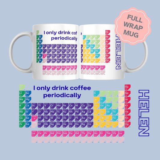 Personalised Periodic Table Mug, Chemistry Gift, Multi Colour Options, Science Mug