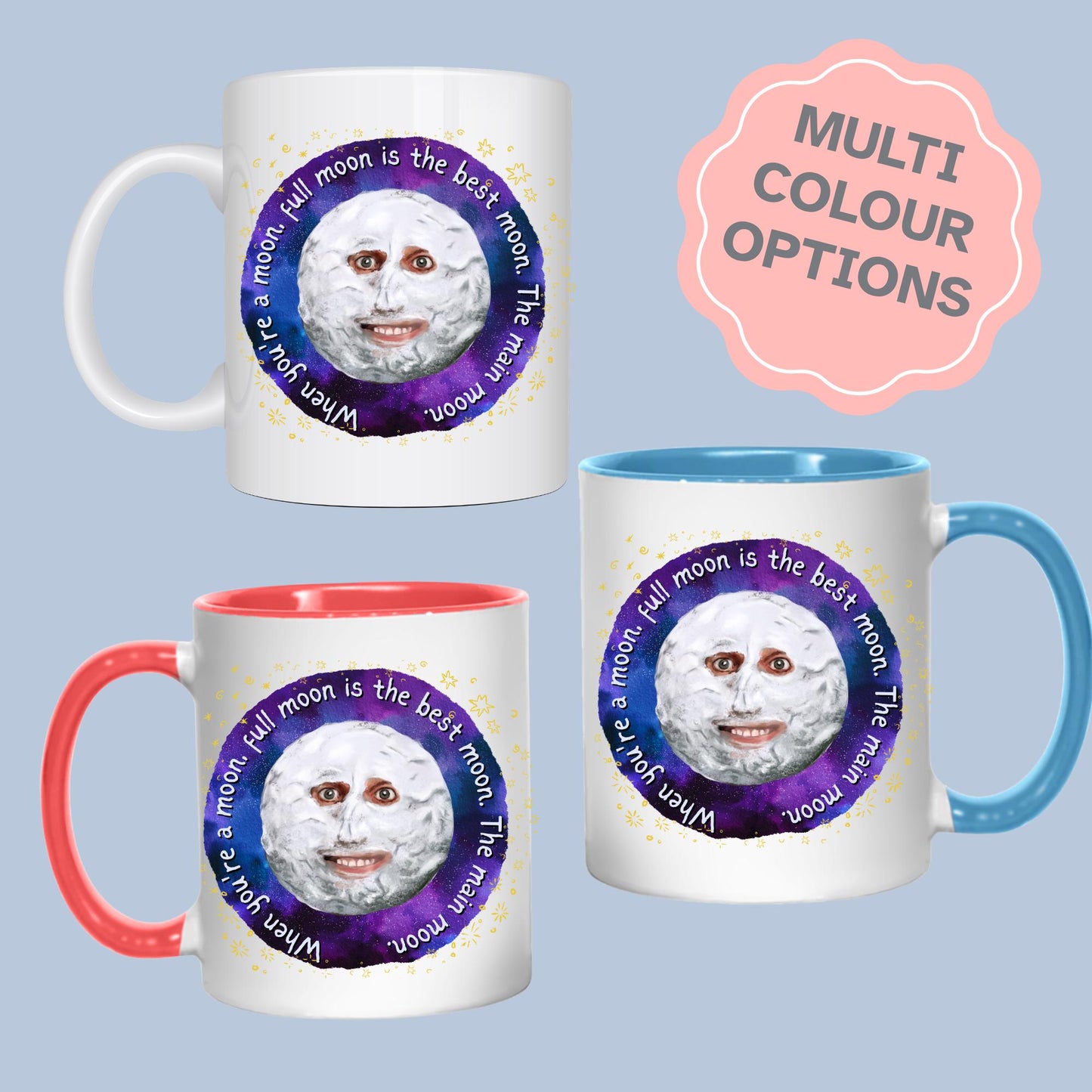 The Mighty Boosh Mug, Moon Mug, Noel Fielding, Surreal TV, Birthday Gift For Boosh Fan - Multi Colour Options