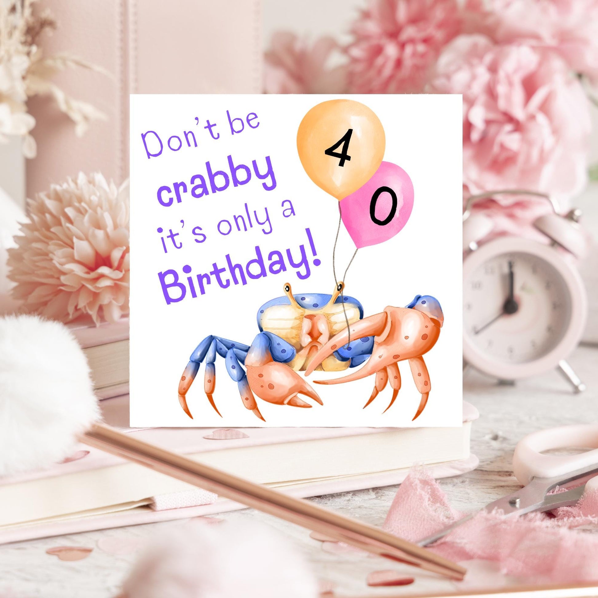 Crab Personalised Age Birthday Card Sea Themed, Nautical, 20th, 30th, 40th, 50th