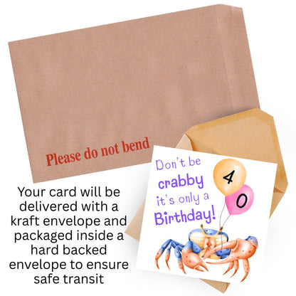 Crab Personalised Age Birthday Card Sea Themed, Nautical, 20th, 30th, 40th, 50th