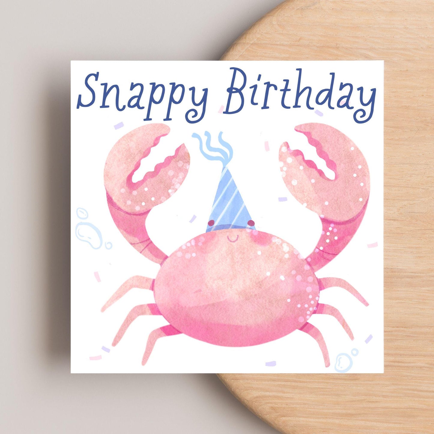 Crab Birthday Card, Sea Themed, Crustacean Card, Card for Granddaughter, Card for Daughter, Sister, Niece