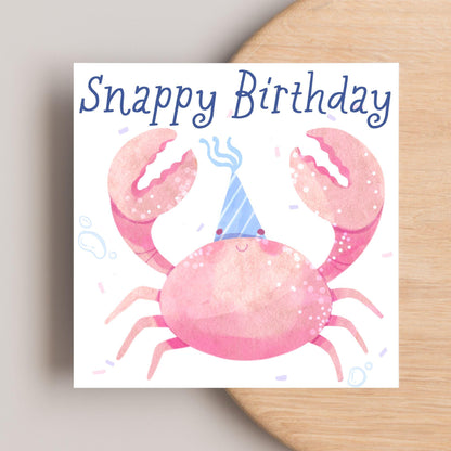 Crab Birthday Card, Sea Themed, Crustacean Card, Card for Granddaughter, Card for Daughter, Sister, Niece