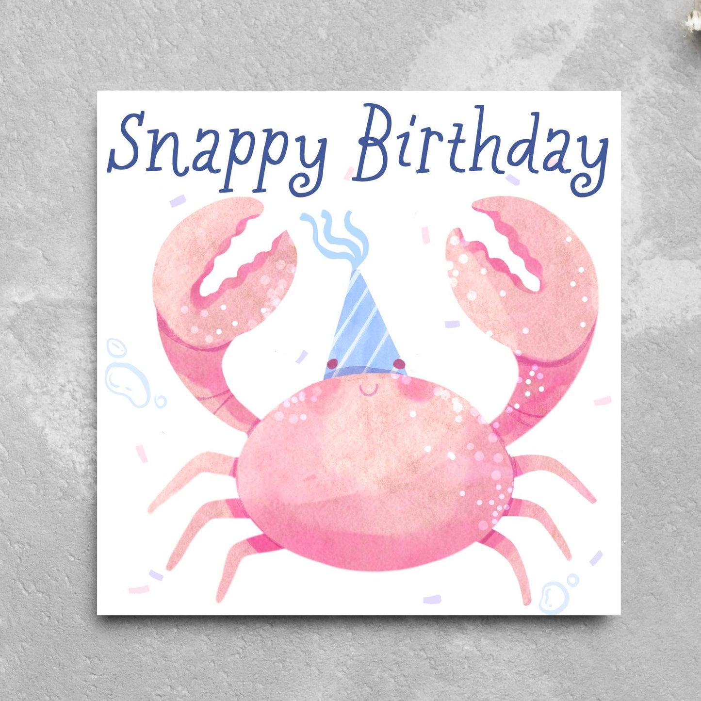 Crab Birthday Card, Sea Themed, Crustacean Card, Card for Granddaughter, Card for Daughter, Sister, Niece