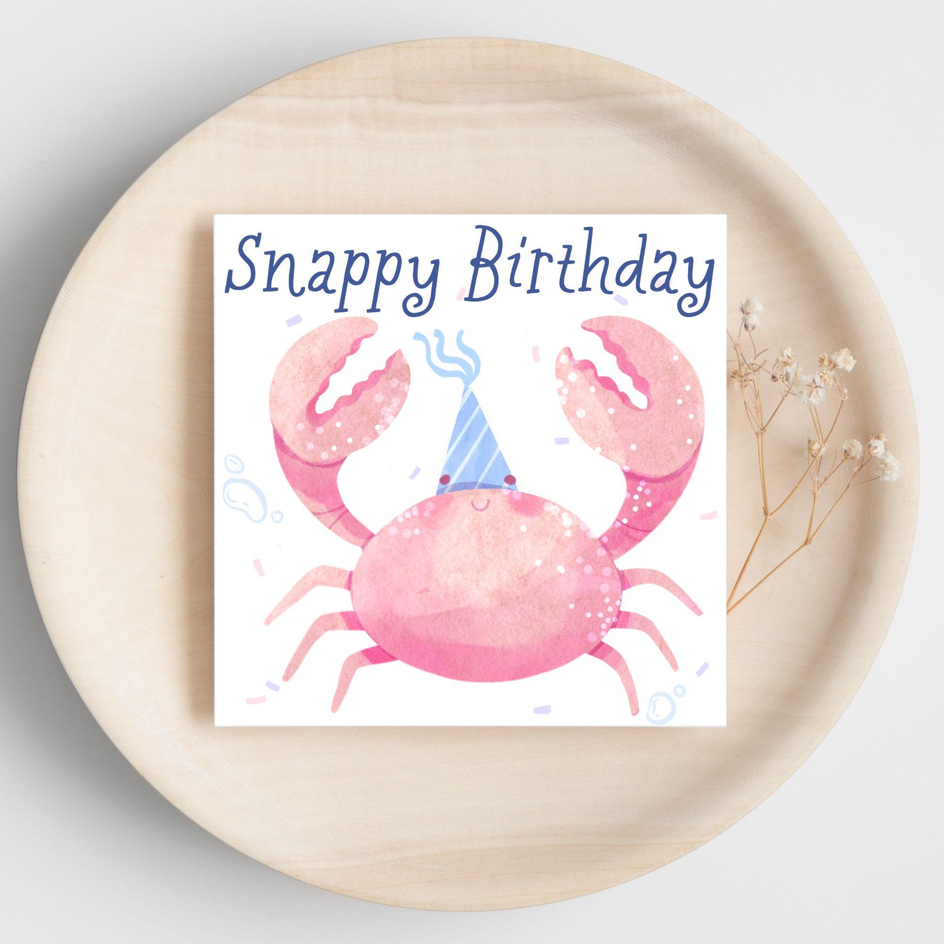Crab Birthday Card, Sea Themed, Crustacean Card, Card for Granddaughter, Card for Daughter, Sister, Niece