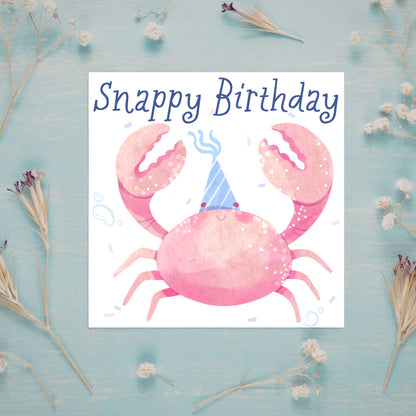 Crab Birthday Card, Sea Themed, Crustacean Card, Card for Granddaughter, Card for Daughter, Sister, Niece