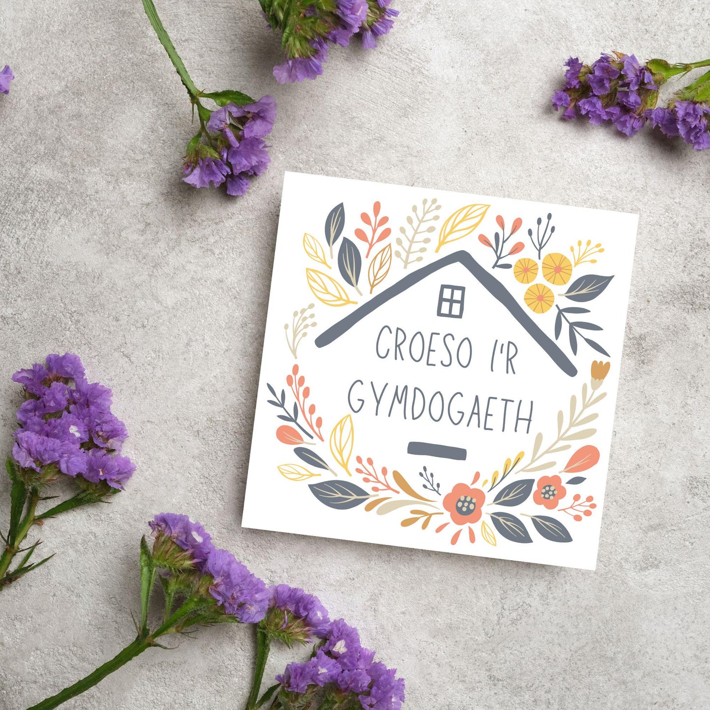 Welsh New Home card, Welcome to the Neighbourhood, Croeso, Welsh Language Cymraeg