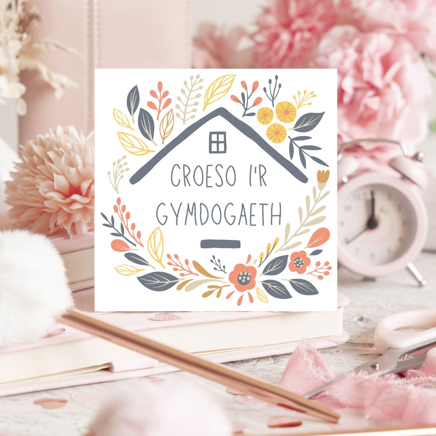 Welsh New Home card, Welcome to the Neighbourhood, Croeso, Welsh Language Cymraeg