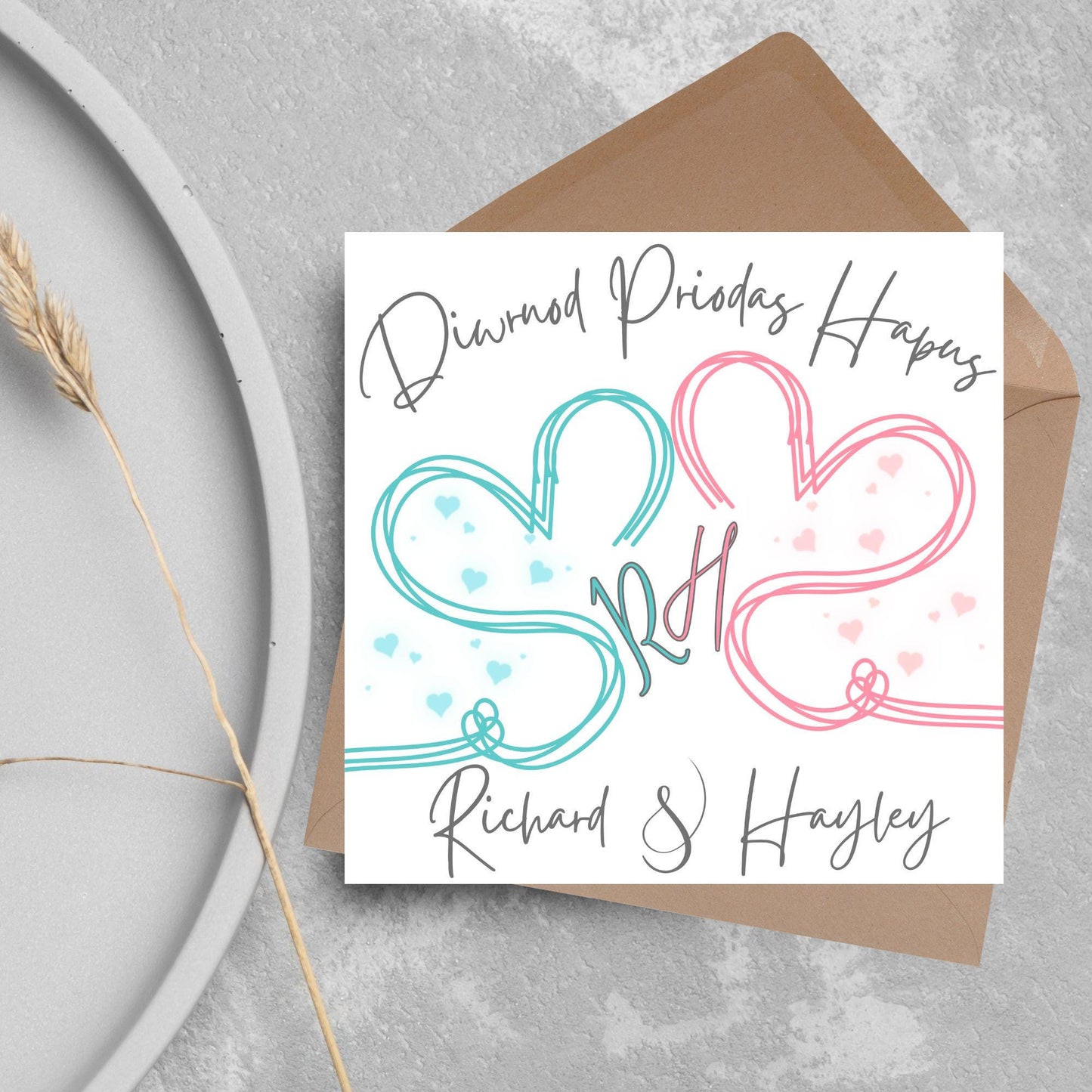 Personalised Welsh Wedding Card, Congratulations Card Welsh, Made in Wales Card, Welsh Themed Card