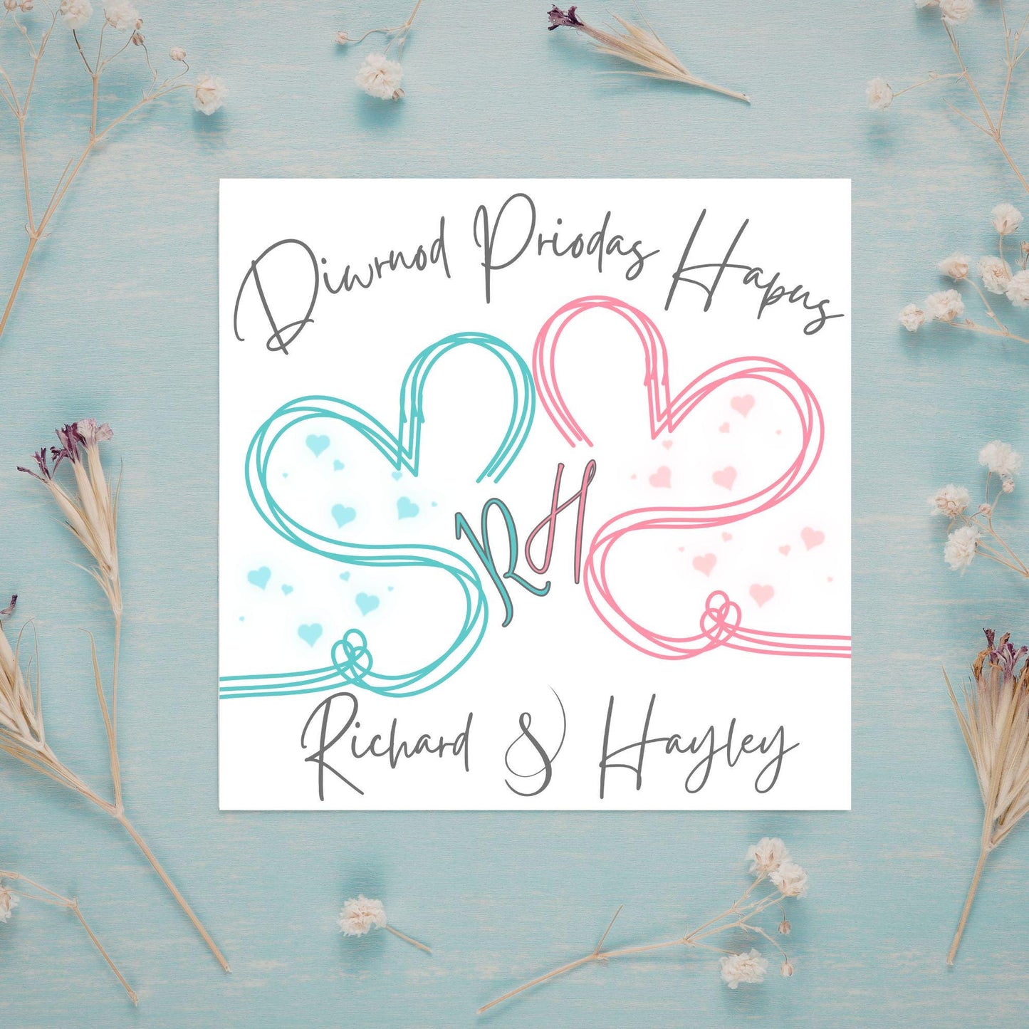 Personalised Welsh Wedding Card, Congratulations Card Welsh, Made in Wales Card, Welsh Themed Card