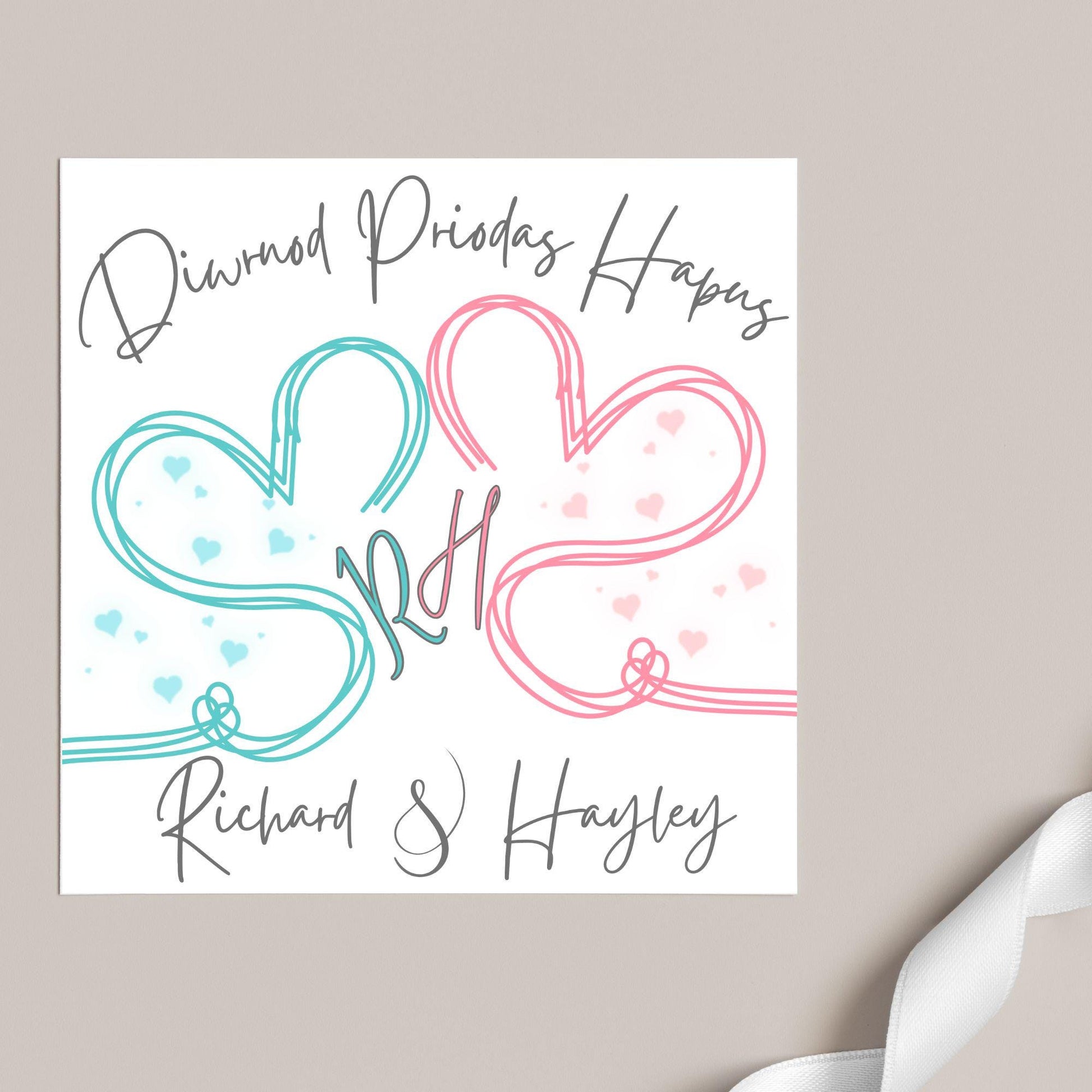 Personalised Welsh Wedding Card, Congratulations Card Welsh, Made in Wales Card, Welsh Themed Card