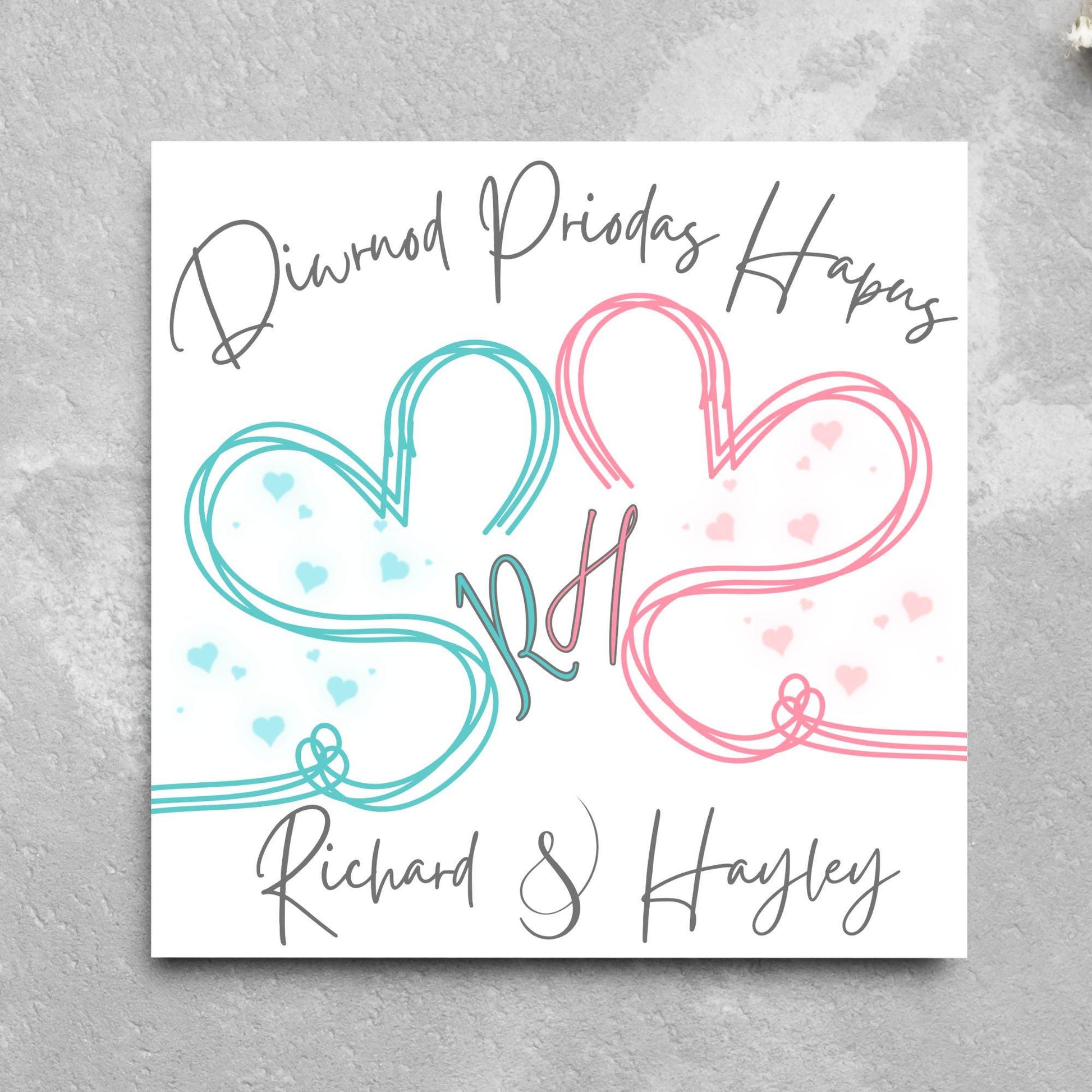 Personalised Welsh Wedding Card, Congratulations Card Welsh, Made in Wales Card, Welsh Themed Card