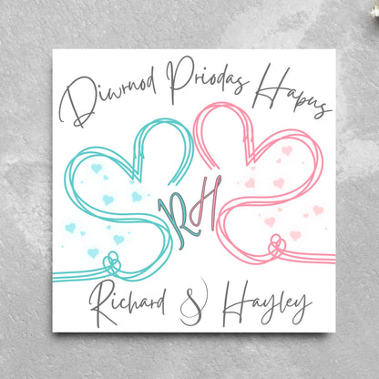 Personalised Welsh Wedding Card, Congratulations Card Welsh, Made in Wales Card, Welsh Themed Card