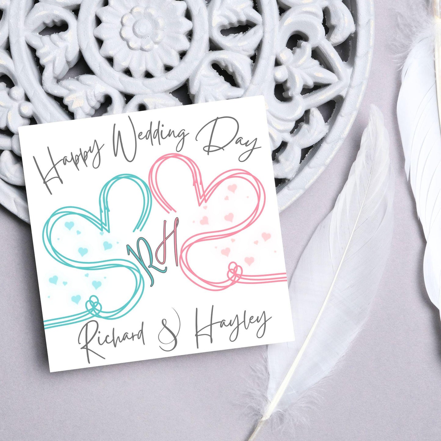 Personalised Wedding Card, Congratulations Card, Custom Name Wedding Card