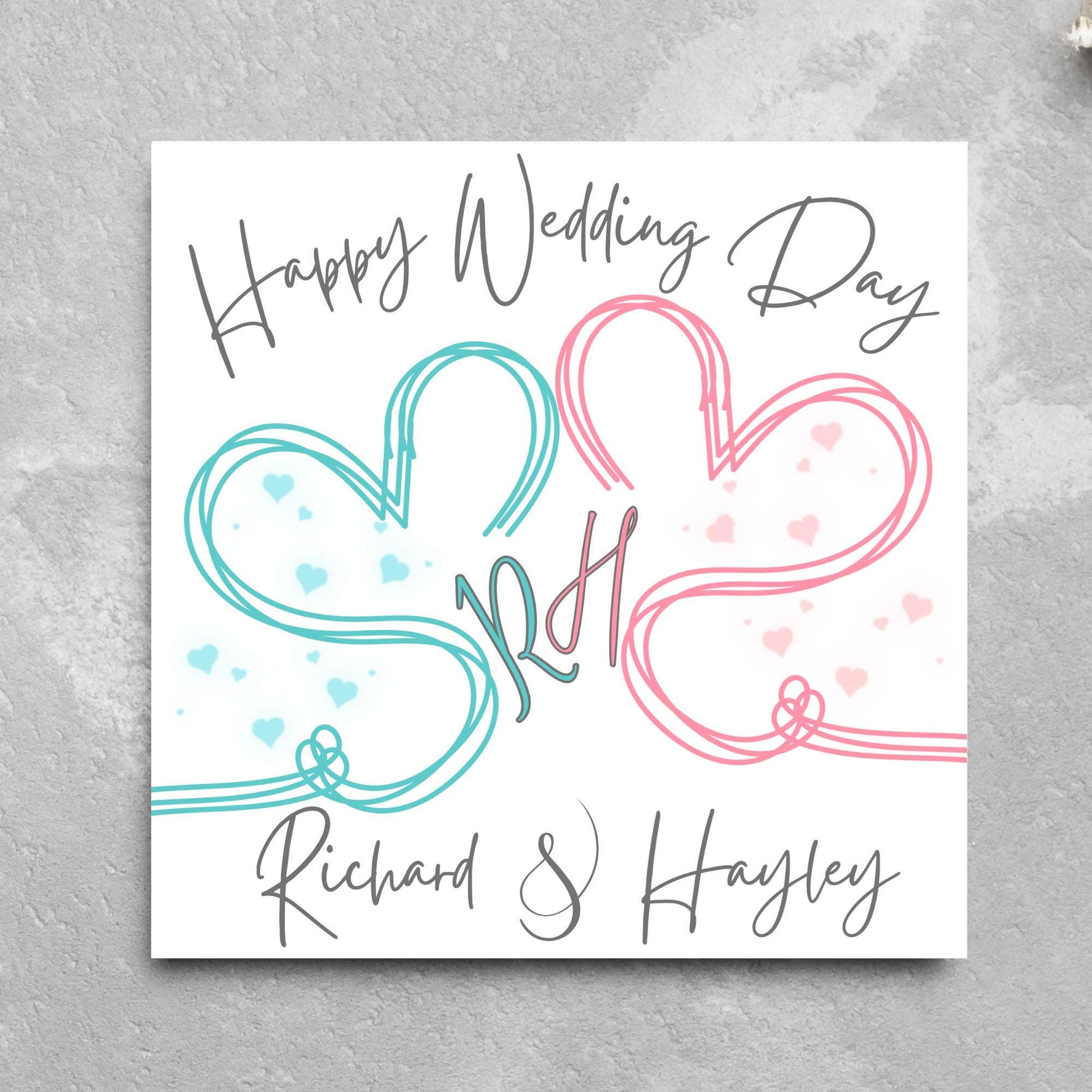 Personalised Wedding Card, Congratulations Card, Custom Name Wedding Card