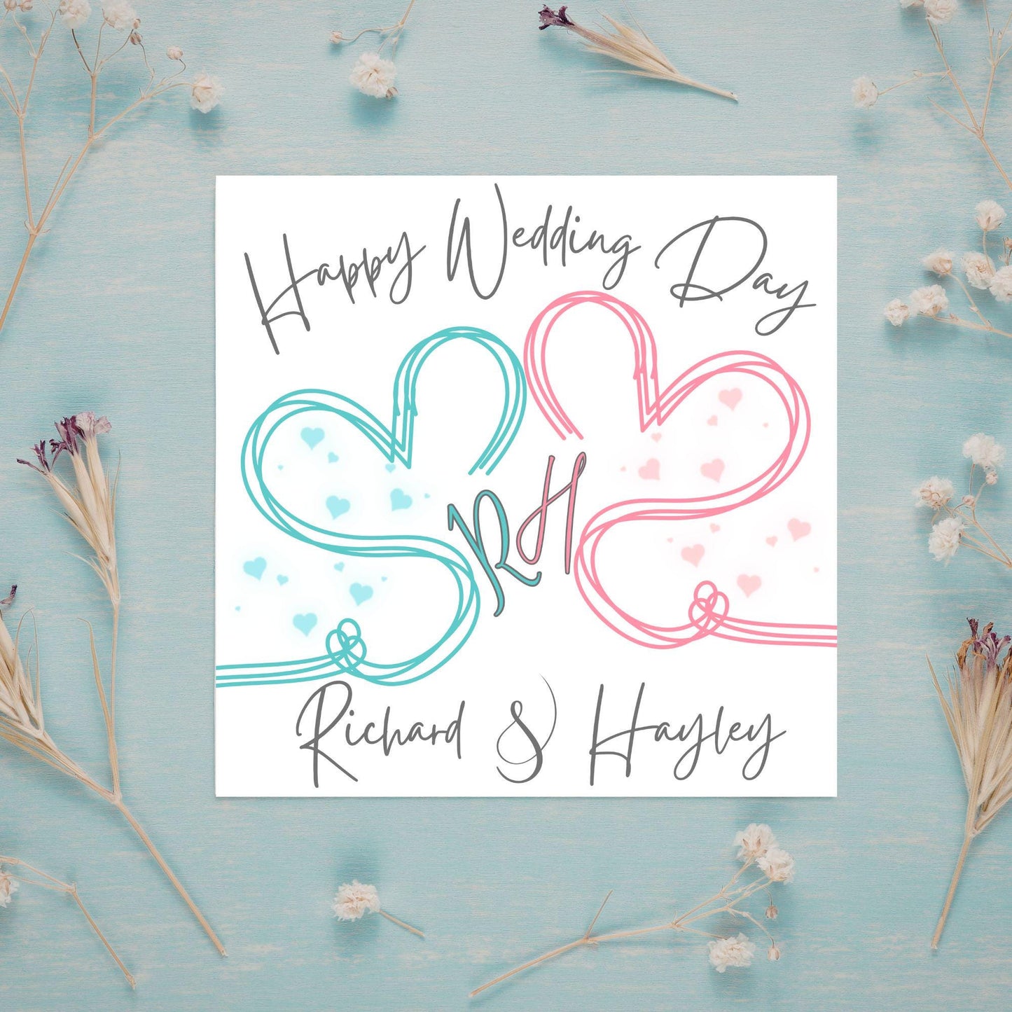 Personalised Wedding Card, Congratulations Card, Custom Name Wedding Card