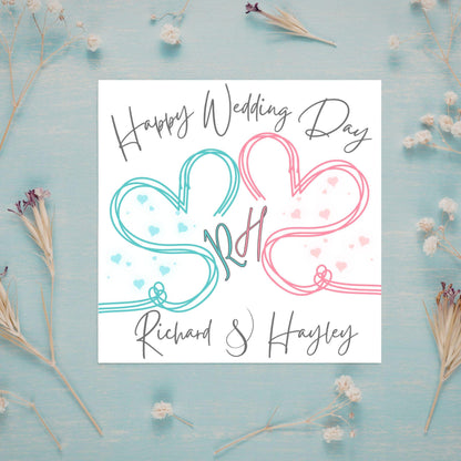 Personalised Wedding Card, Congratulations Card, Custom Name Wedding Card