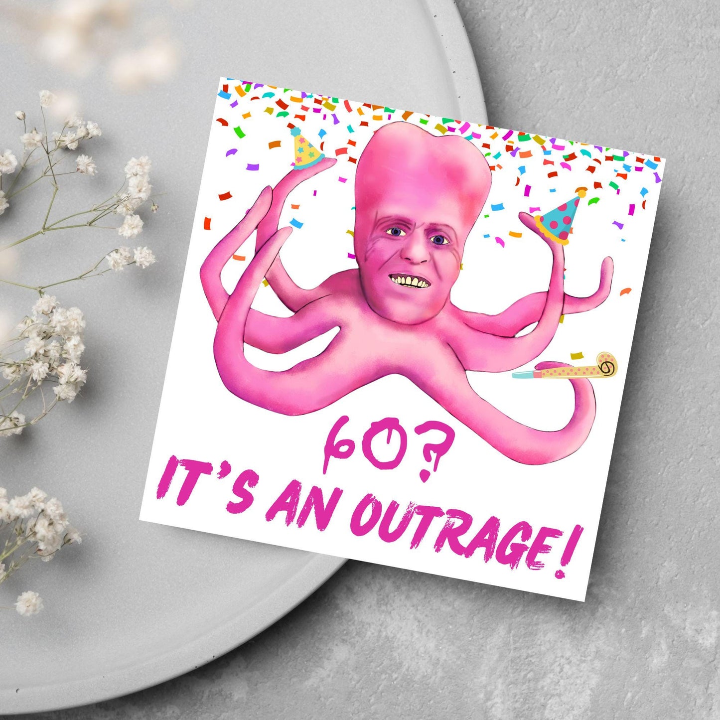 The Mighty Boosh Card, Custom Age Birthday Card, 20th, 30th, 40th, 50th, 60th, Tony Harrison It's an Outrage