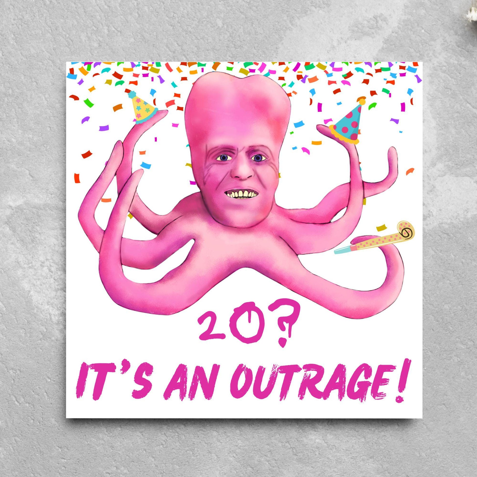 The Mighty Boosh Card, Custom Age Birthday Card, 20th, 30th, 40th, 50th, 60th, Tony Harrison It's an Outrage