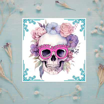 Skull Birthday Card, Gothic Card, Goth Birthday, Pastel Goth, Floral Skull, Card for Daughter, Sister, Friend