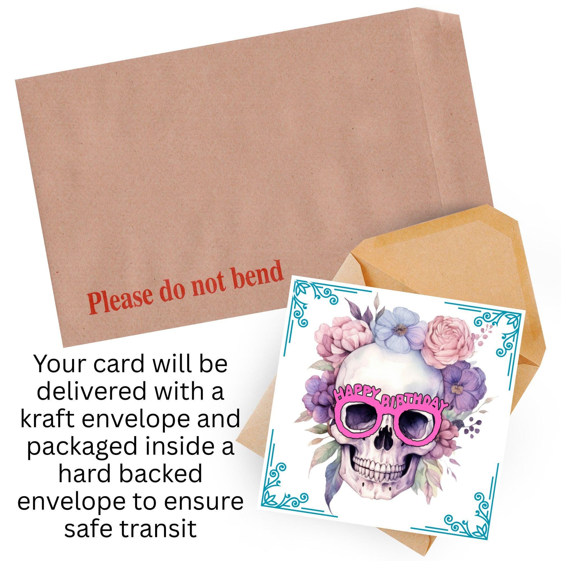 Skull Birthday Card, Gothic Card, Goth Birthday, Pastel Goth, Floral Skull, Card for Daughter, Sister, Friend