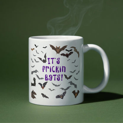 It's Frickin Bats Mug, Halloween Funny Meme Mug, Choice of Colours, Goth Mug, Bat Mug