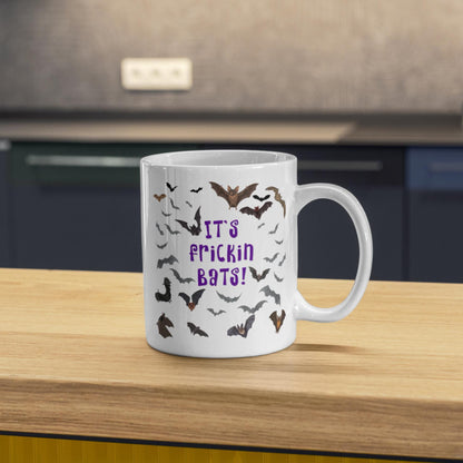 It's Frickin Bats Mug, Halloween Funny Meme Mug, Choice of Colours, Goth Mug, Bat Mug