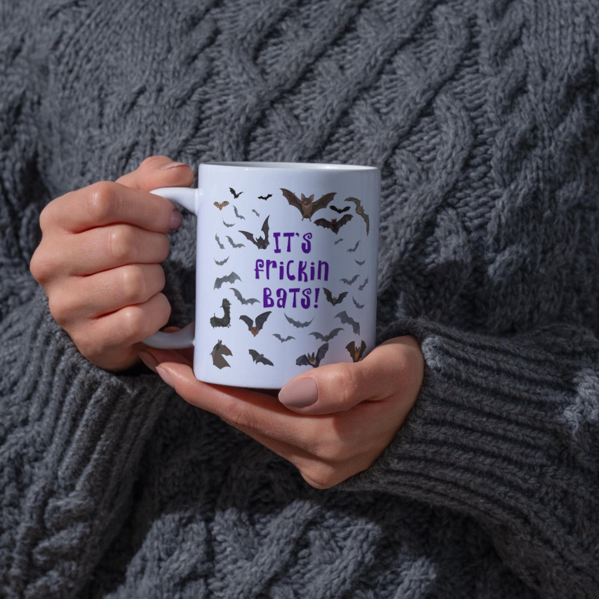 It's Frickin Bats Mug, Halloween Funny Meme Mug, Choice of Colours, Goth Mug, Bat Mug