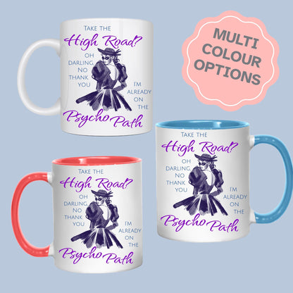 Psycho Mug, Funny Feminist Coffee Cup, Retro Design - Multi Colour Options
