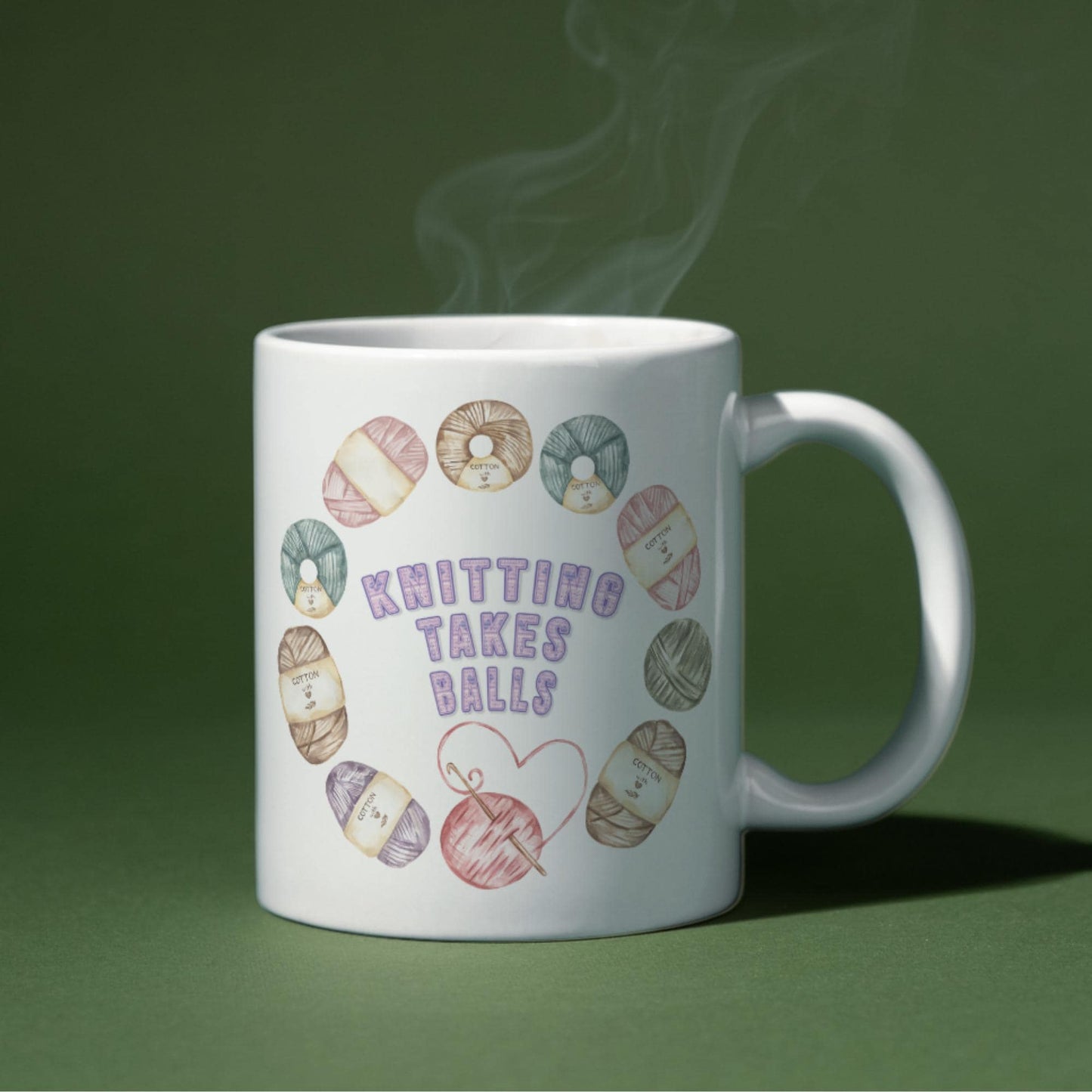 Funny Knitting Mug, Ceramic Coffee Cup, Yarn Mug for Knitter, Multi Colour Options