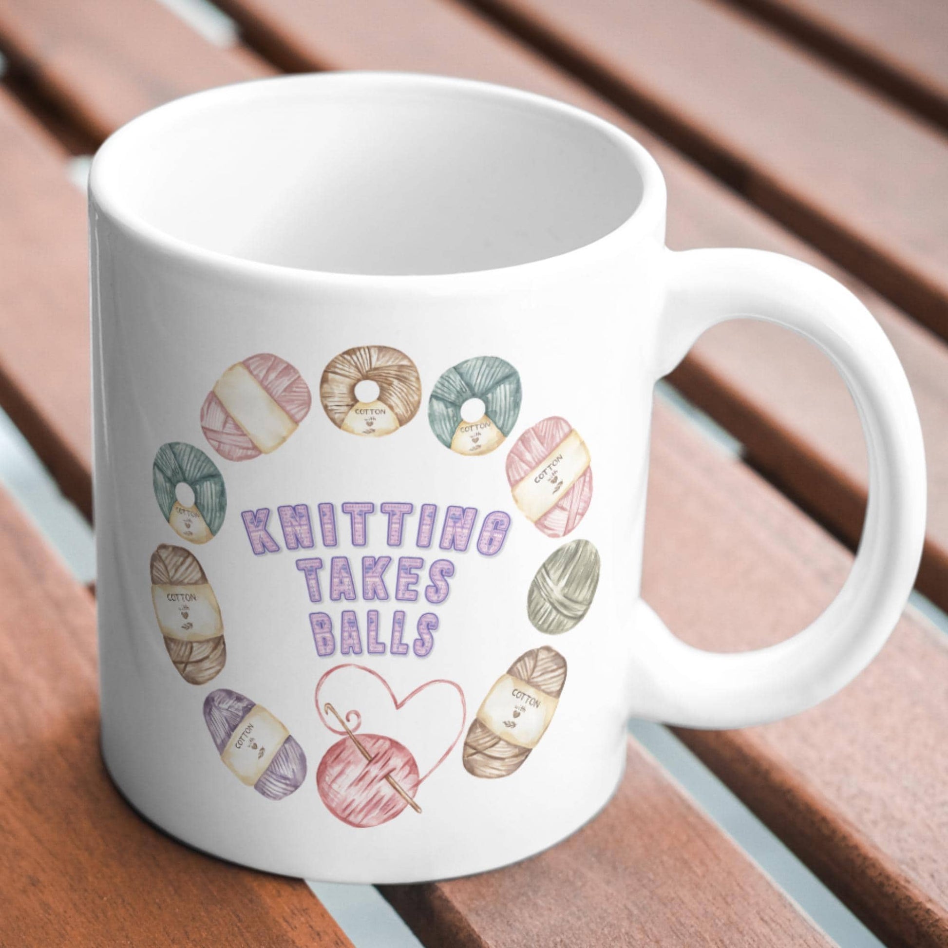 Funny Knitting Mug, Ceramic Coffee Cup, Yarn Mug for Knitter, Multi Colour Options