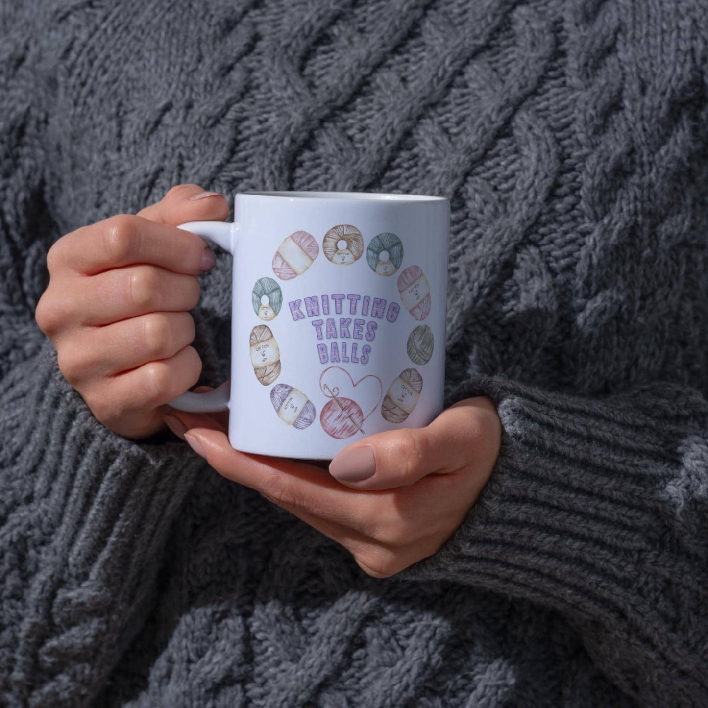 Funny Knitting Mug, Ceramic Coffee Cup, Yarn Mug for Knitter, Multi Colour Options