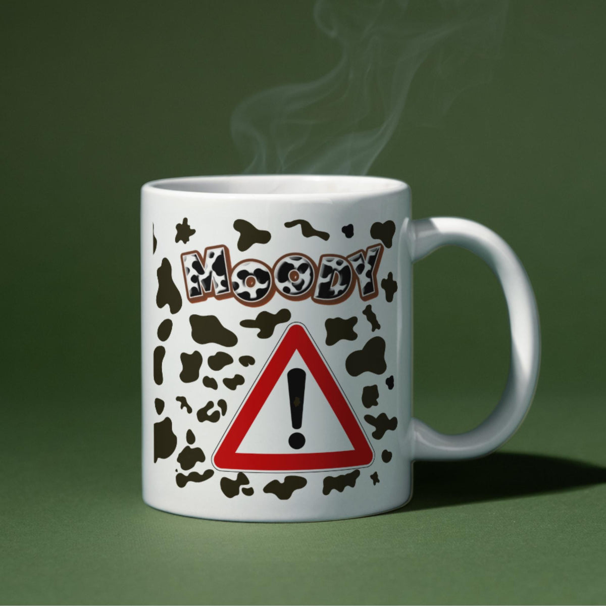 Moody Cow Mug, Ceramic Coffee Cup, Cow Print Mug, Multi Colour Options