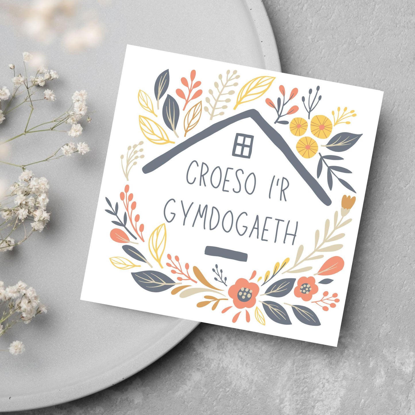 Welsh New Home card, Welcome to the Neighbourhood, Croeso, Welsh Language Cymraeg